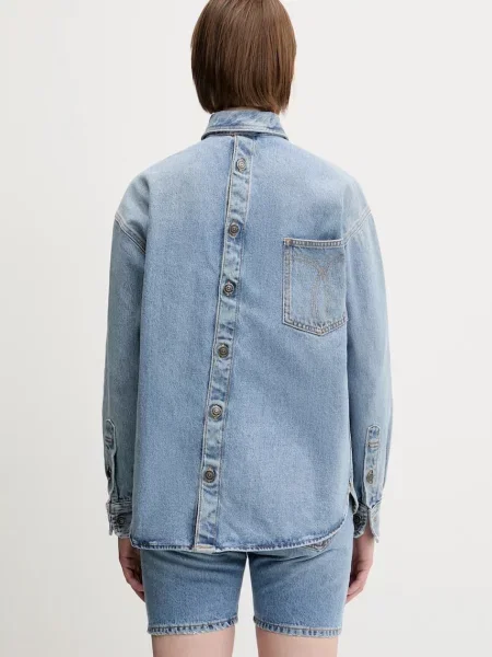 Джинсова сорочка Fiorucci Open Back Embroidered Denim regular класичний комір