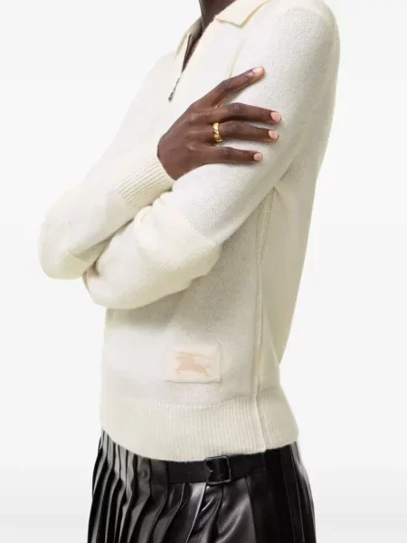 Lung tricou polo Burberry din cașmir