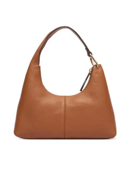 Calvin Klein Torbica Slouchy Leather Shoulder Bag Zelena smeđa