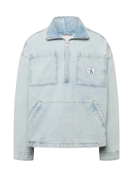 Jacheta Calvin Klein Jeans Denim Pop Over Jacket Denim Light M albastru