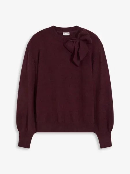 Sweter z aplikacją w kształcie kokardy czerwony