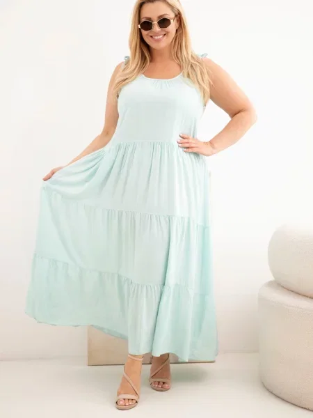 Rochie maxi Kesi Włoski cu bretele mentă