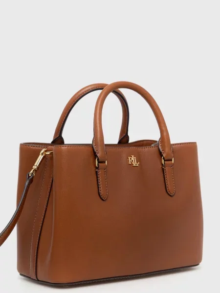 Шкіряна сумочка Lauren Ralph Lauren коричневий