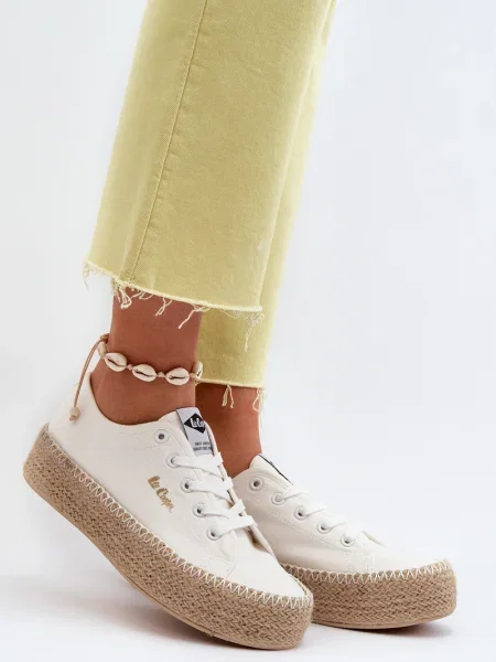 Pantofi Lee Cooper tricotate alb