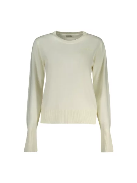 Guess Jeans sweter z domieszką wełny beżowy białe