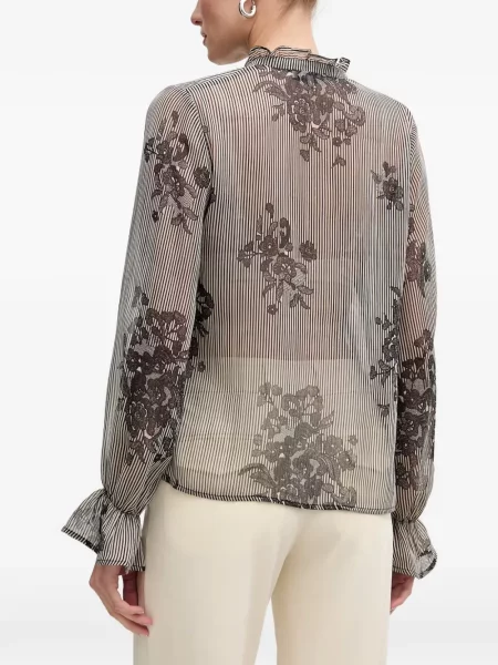 Bluză Morgan cu model floral cu volane negru
