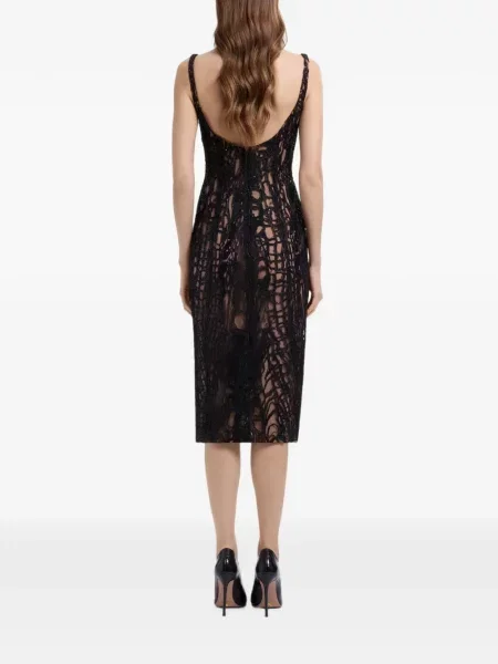 Rochie midi Elie Saab cu broderie negru