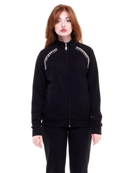Bluza z z pełny błyskawiczny na co dzień czarna