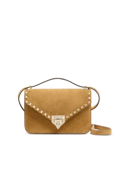 Torebka crossbody Valentino Garavani zamszowa brązowa
