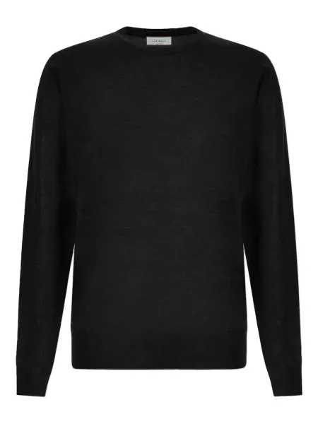 Pulover Canali de lână cu decolteu rotund negru