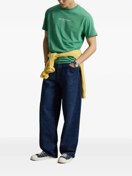 Polo Polo Ralph Lauren με σχέδιο με στρογγυλή λαιμόκοψη από ζέρσεϋ μπλε