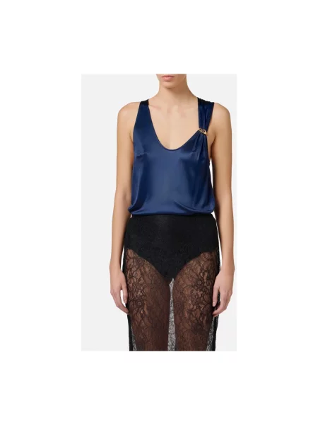 Top Elisabetta Franchi z dżerseju niebieski