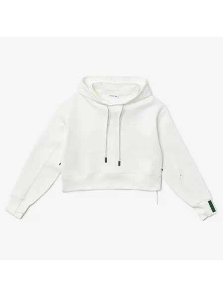 Lacoste Bluza Z Kapturem Z Rozciągliwej Mieszanki Bawełny biała