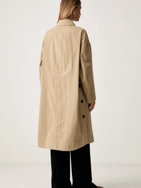 Trencz o kroju loose fit z mieszanki bawełny Tommy Hilfiger beżowy