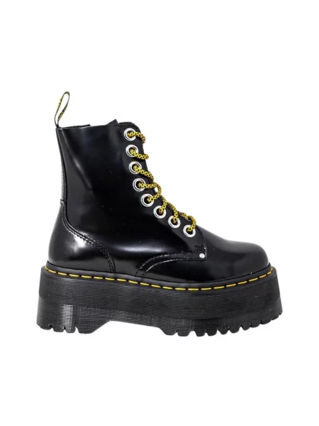 Botki Dr. Martens sznurowane na platformie koronkowe czarne