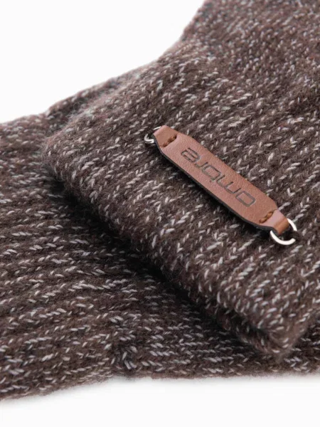 Elegantné pletené rukavice Ombre so slieňovým vzorom hnedá
