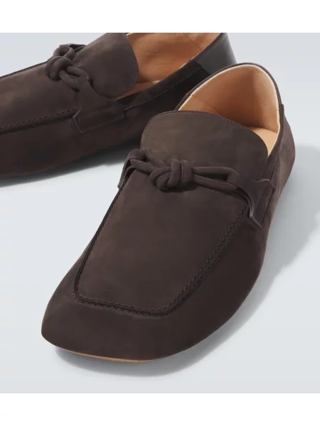 Pantofi loafer Bottega Veneta din piele de căprioară maro