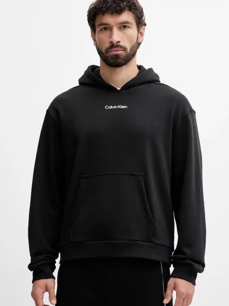 Bluza z kapturem Calvin Klein Performance z kapturem z nadrukiem czarna