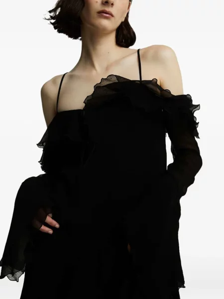 Rochie mini Céleste cu volane de costum negru
