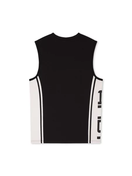 Tricou negru / lână alb