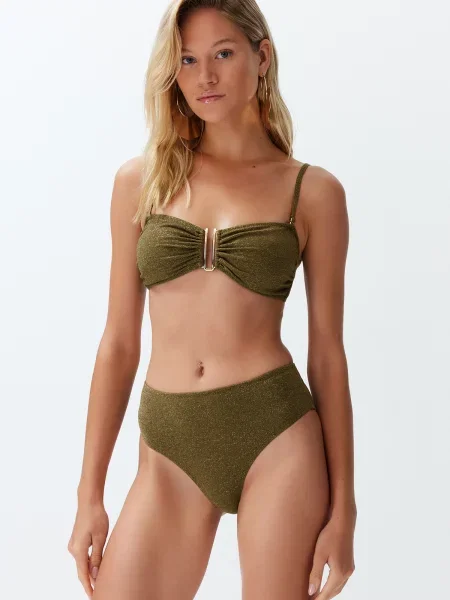 Bikini Trendyol bez ramiączek brązowe