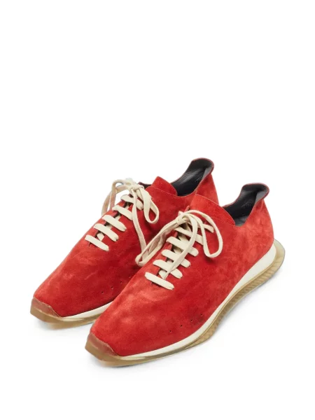Sneakerși Rick Owens din piele de căprioară roșu