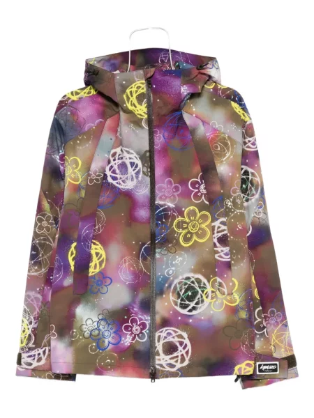 Geacă Kenzo cu model floral cu glugă cu imagine verde