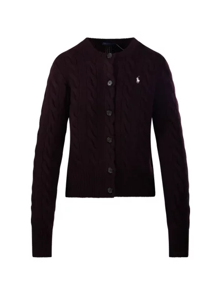 Cardigan Polo Ralph Lauren cu broderie tricotate violet