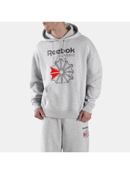 Reebok Starcrest bluza z kapturem o luźnym krojuunisex LIGHT GREY MARL Size: szara