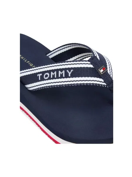 TOMMY HILFIGER Ujjelválasztó-pántos szandál tengerészkék / fehér kék