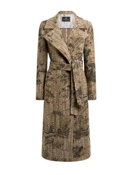 Bouclé palton Etro cu model floral plic