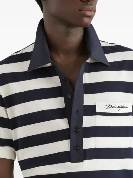 Ριγέ polo Dolce & Gabbana από ζέρσεϋ μπλε