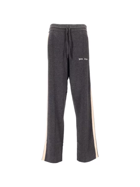 Pantaloni Palm Angels cu dungi tricotate cu autograf gri