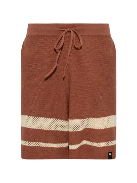 Pantaloni scurți Palm Angels cu dungi tricotate maro