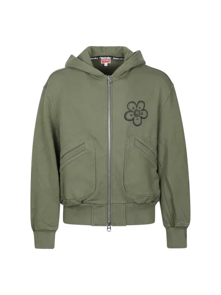 Sweter Kenzo z kapturem z nadrukiem zielony