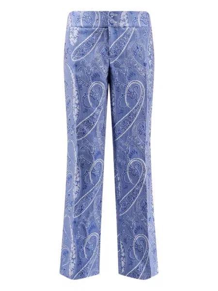Pantaloni Etro cu imagine cu model paisley albastru