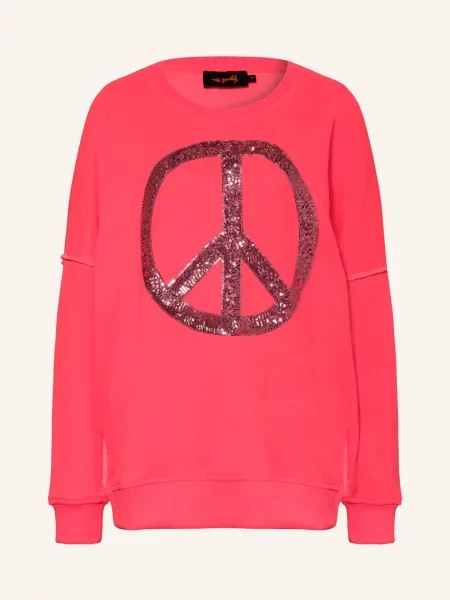 Miss Goodlife Oversized Mikiny S Flitry neonově růžová