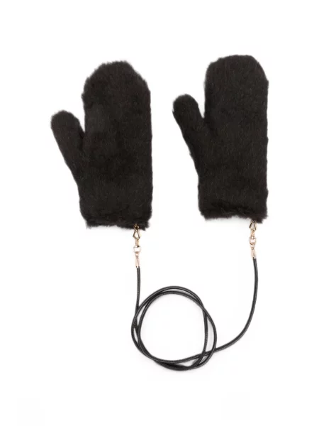 Mănuși Max Mara din piele cu bretele maro