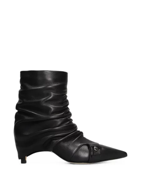 Cizme scurte The Seller cu volane negru