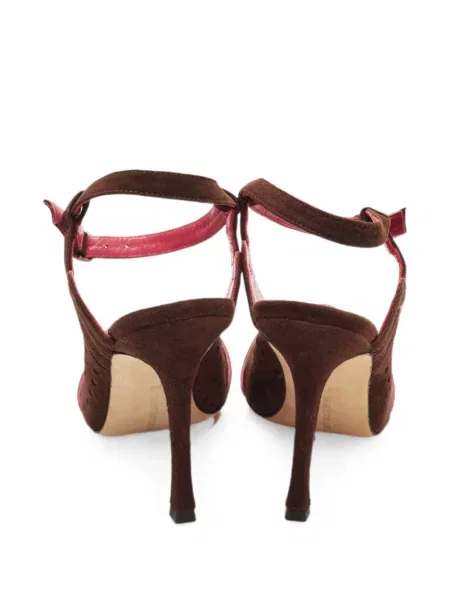 Pantofi cu toc Manolo Blahnik cu bretele maro