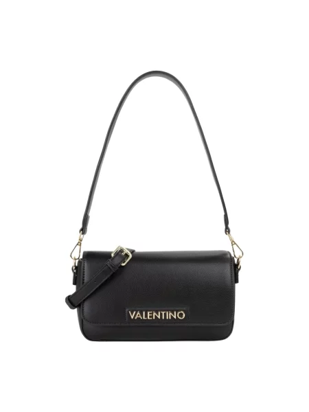 Lniana torebka Valentino Bags czarna