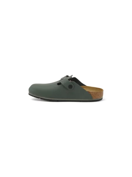 Klapki Birkenstock skórzane zielone