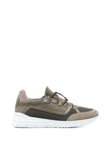 Sneakerși Stefano Ricci din piele de căprioară cu cordon verde