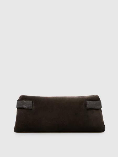 Замшевий клатч Brunello Cucinelli коричневий