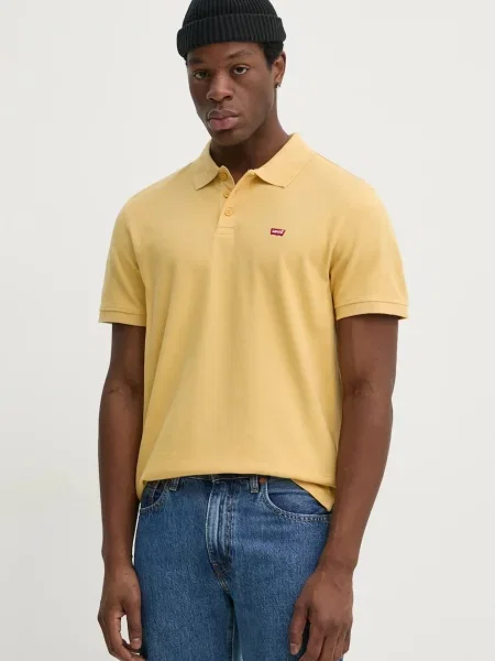 Тениска с яка Levi's с изчистен дизайн жълто