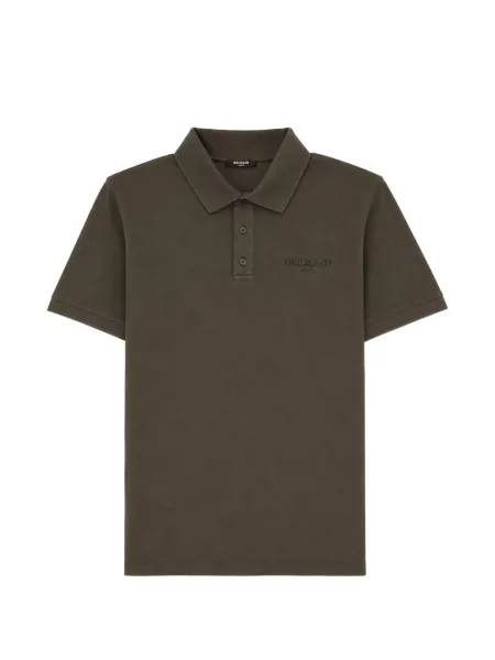 Scurt tricou polo Balmain cu broderie verde
