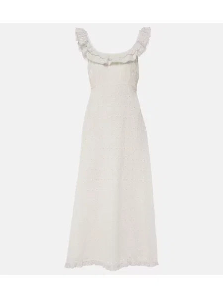 Rochie midi Rixo cu broderie până la genunchi de costum alb