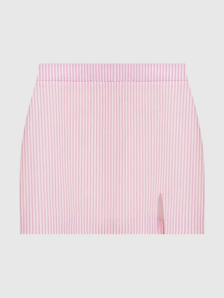 Юбка мини Rowen Rose в полоску белая