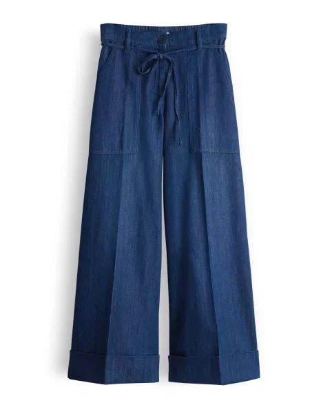 OPUS Pantaloni cu dungă Meeri joy închis albastru