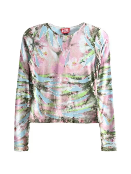 Top Diesel zdrențuiți cu model floral roz